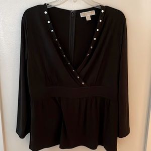Michael Kors zip up wrap top with bell sleeves